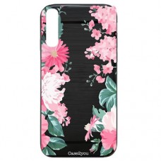 Capa para Samsung Galaxy A7 2018 Case2you - Escovada Preta Floral